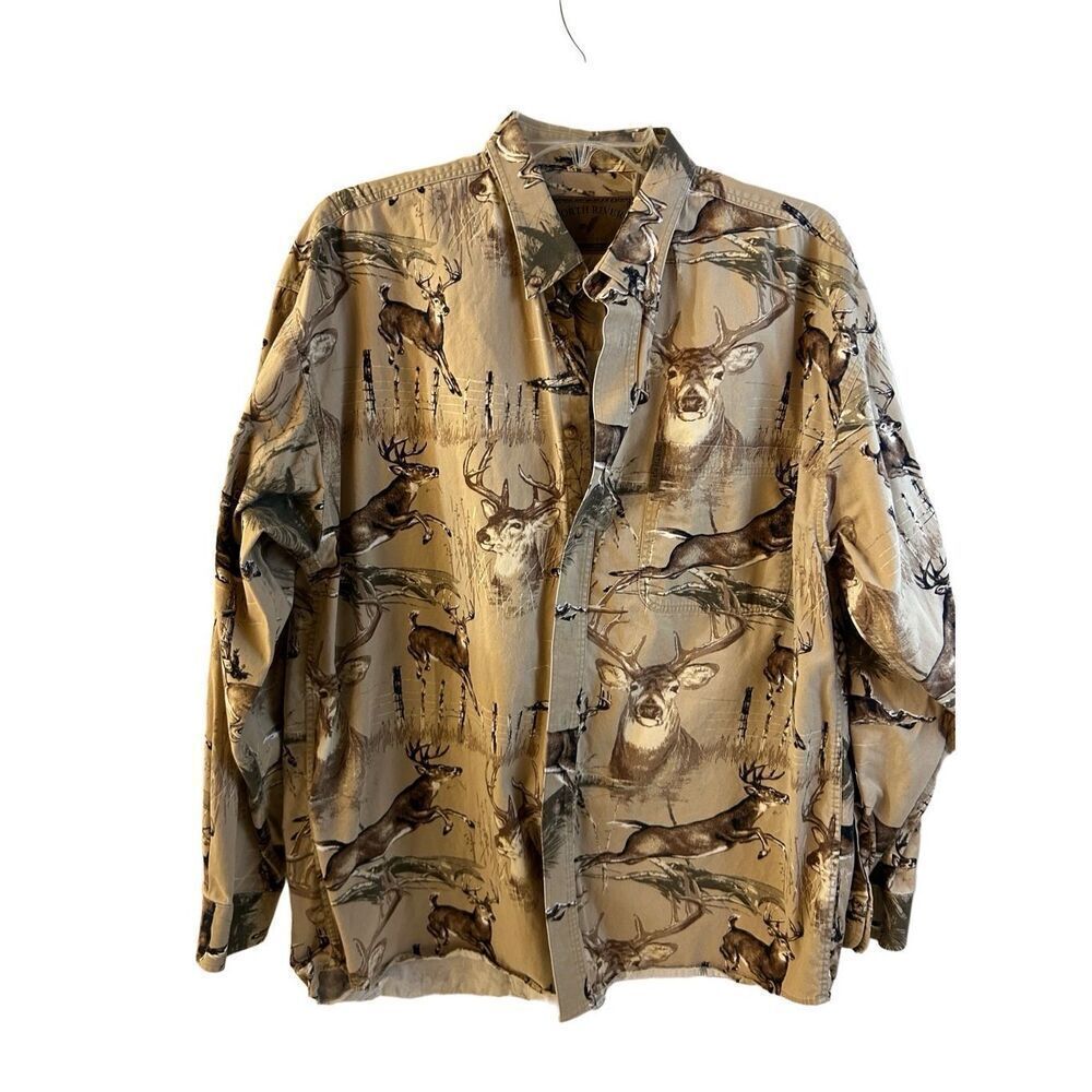 North River Outfitters Brown Long Sleeved Men's‎ Large Deer rn#43720